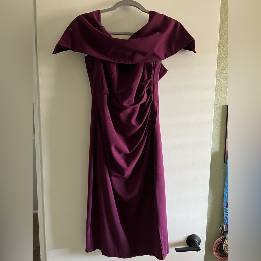 Vince Camuto Popover Off The Shoulder Cocktail Dress Burgundy Wine Size 6